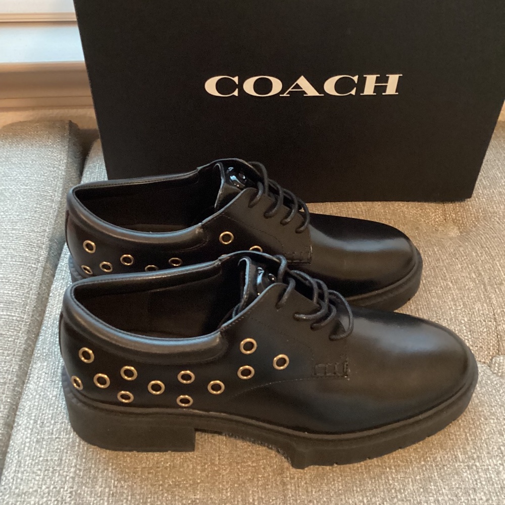 COACH Women's Lyla Grommets Derby Flats, size 9.5